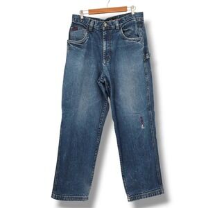 Vintage Fubu Carpenter Jeans Baggy Fit Denim Utility Pockets Blue‎ Mens W36 XL34